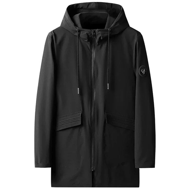 2024 New Plus Size Men's Winter Warm Jacket Fleece Parka Coat Black