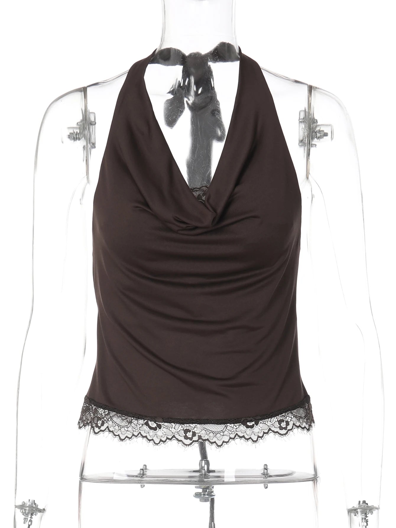Dulzura Summer Fashion Sexy Halter Backless Lace Up Lace Ruffles