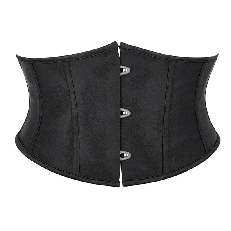 Black White Underbust Waist Training Corset Lace Up Leather Bustier
