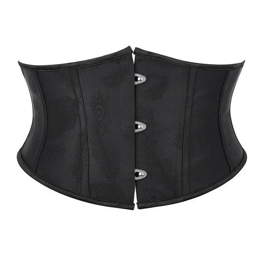 Black White Underbust Waist Training Corset Lace Up Leather Bustier