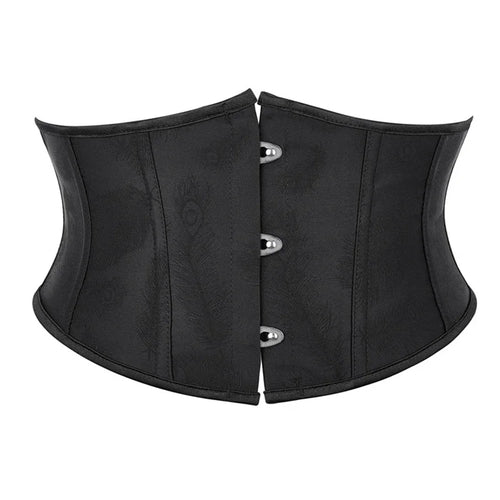 Black White Underbust Waist Training Corset Lace Up Leather Bustier