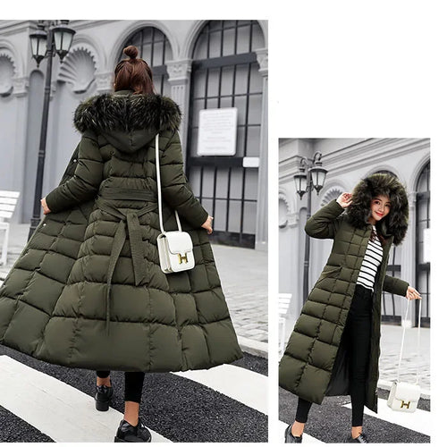 Long Down Cotton Parkas Coat Female New Winter Over Knee Loose Large