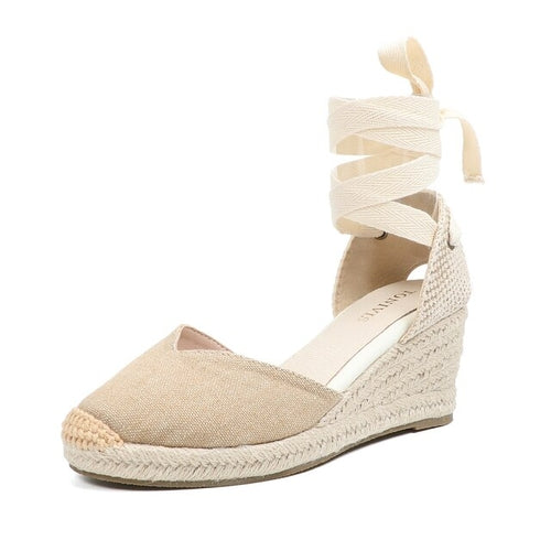 Summer Women's High Heeled Thick Sandals Comfortable Wrap Toe Slope
