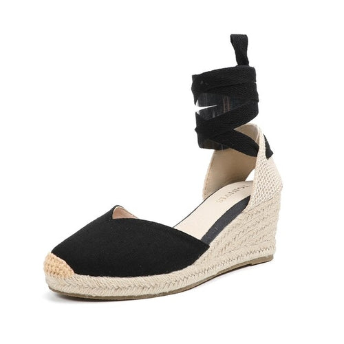 Summer Women's High Heeled Thick Sandals Comfortable Wrap Toe Slope