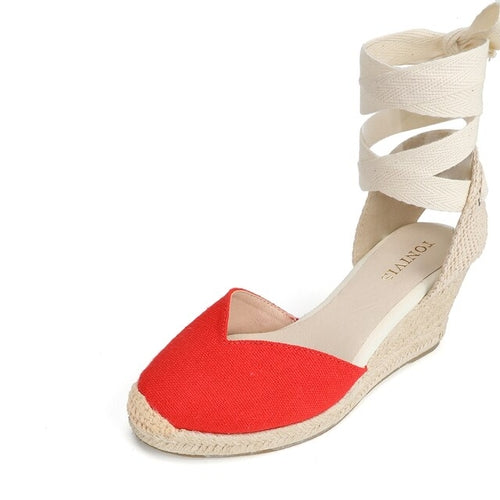 Summer Women's High Heeled Thick Sandals Comfortable Wrap Toe Slope