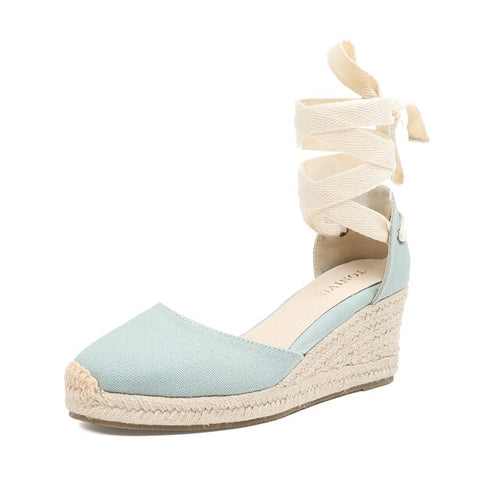 Summer Women's High Heeled Thick Sandals Comfortable Wrap Toe Slope