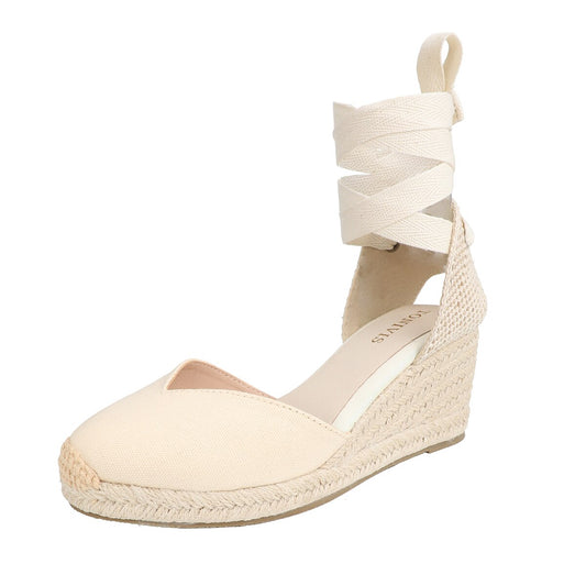 Summer Women's High Heeled Thick Sandals Comfortable Wrap Toe Slope