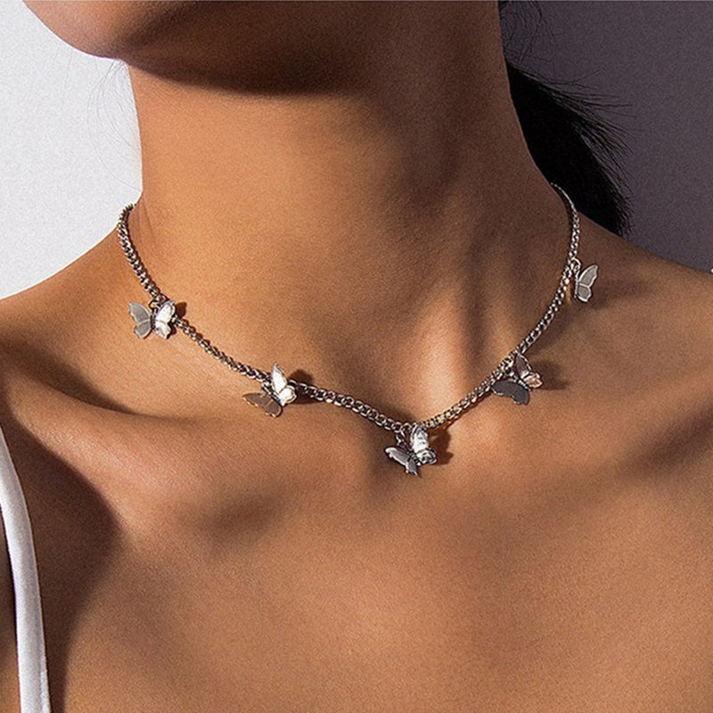 Elegant Alloy Butterfly Necklace with Sequins for Women