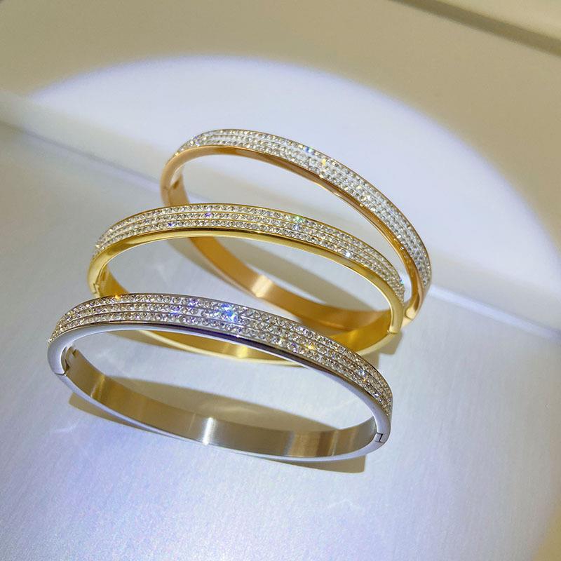 Korean Style Titanium Steel Triple Row Bracelet for Women