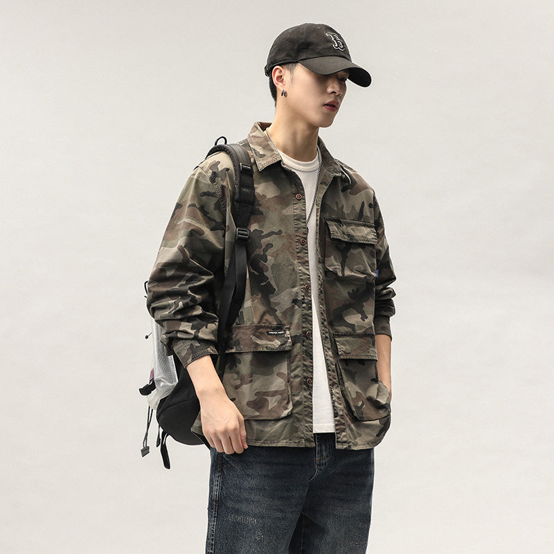 High-Quality Men's Camouflage Cargo Shirt for Outdoors