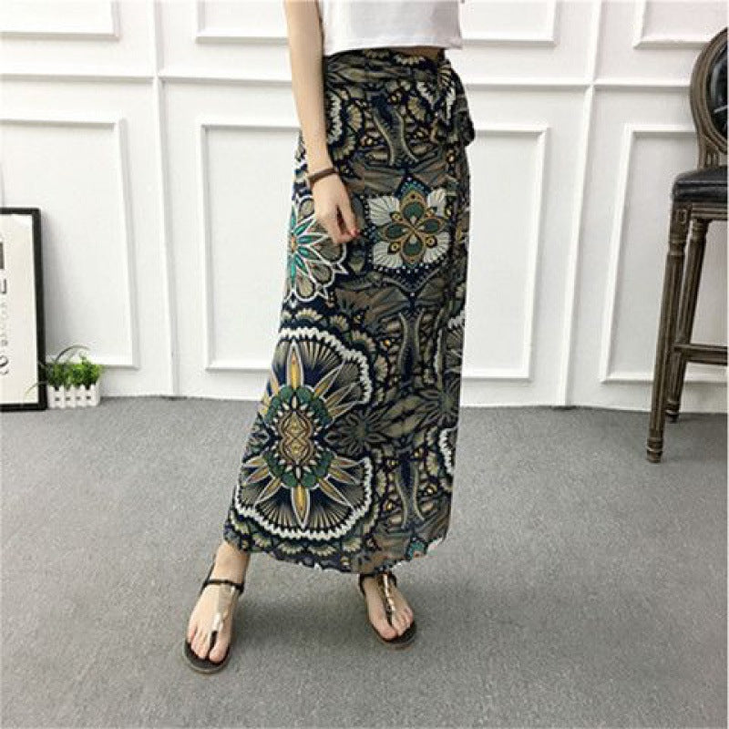 High Waist Chiffon A-Line Skirt with Lining