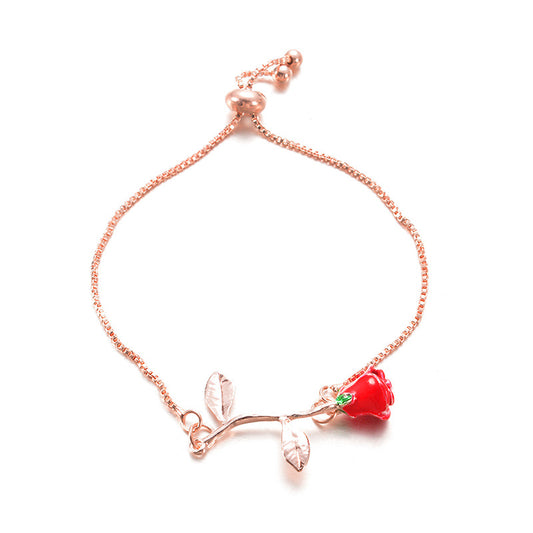 Multi-color Delicate Rose Pendant Bracelet for Women