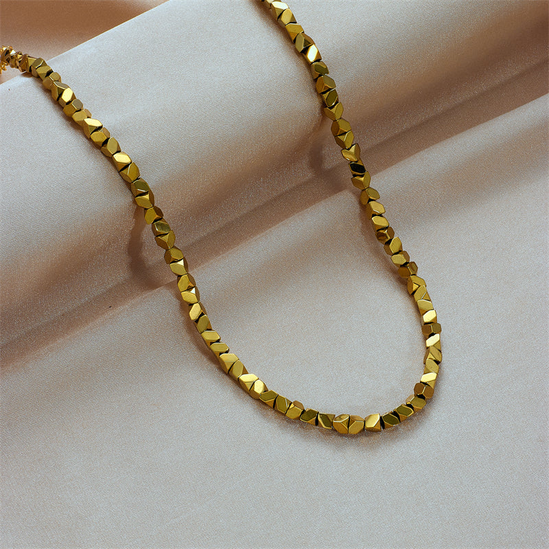 Vintage Gold Stainless Steel Octagonal Clavicle Chain for Women
