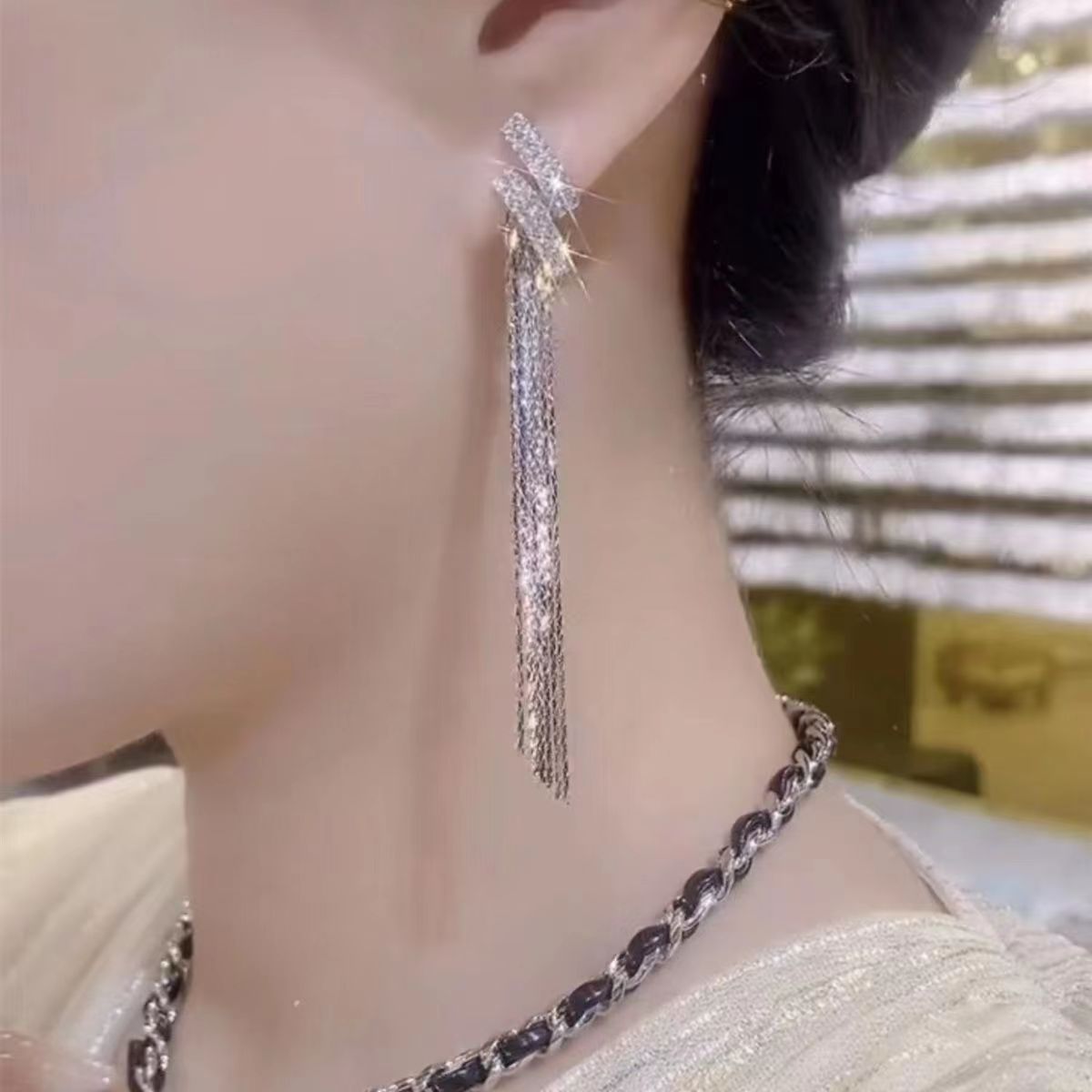 Water Drop Tassel Earrings