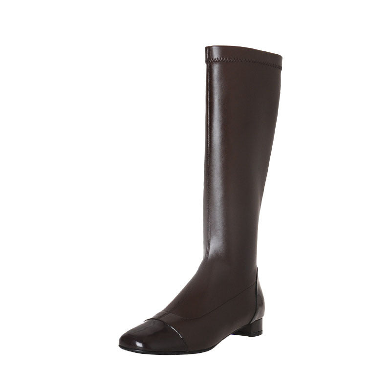 Colorblock Low Heel Square Toe Casual Boots for Women