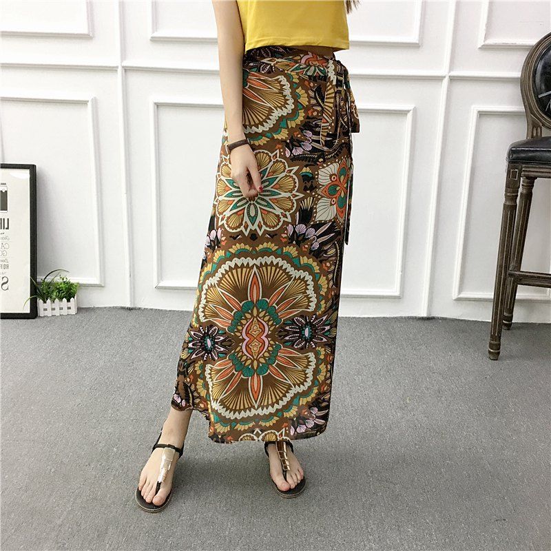 High Waist Chiffon A-Line Skirt with Lining