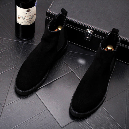 Short Cowboy Boots and Velvet Men's Warm Shoes