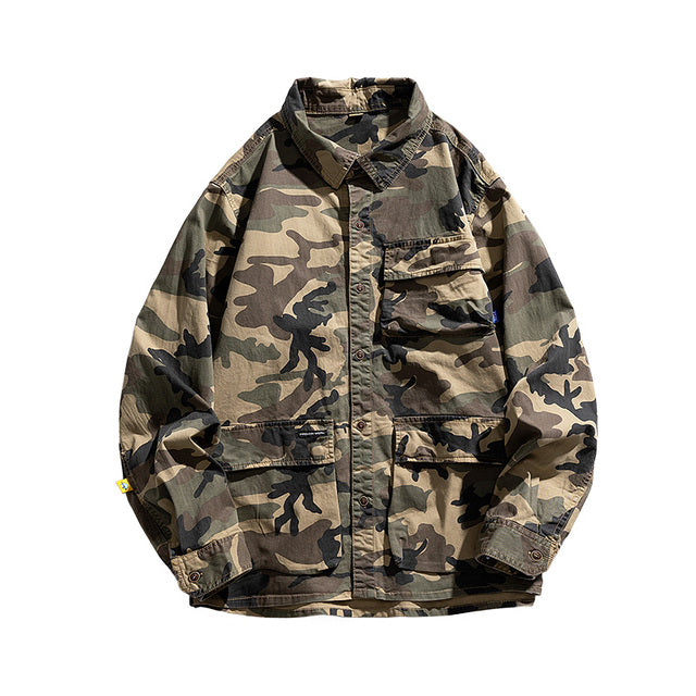 High-Quality Men's Camouflage Cargo Shirt for Outdoors