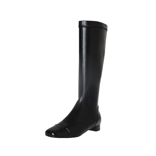 Colorblock Low Heel Square Toe Casual Boots for Women
