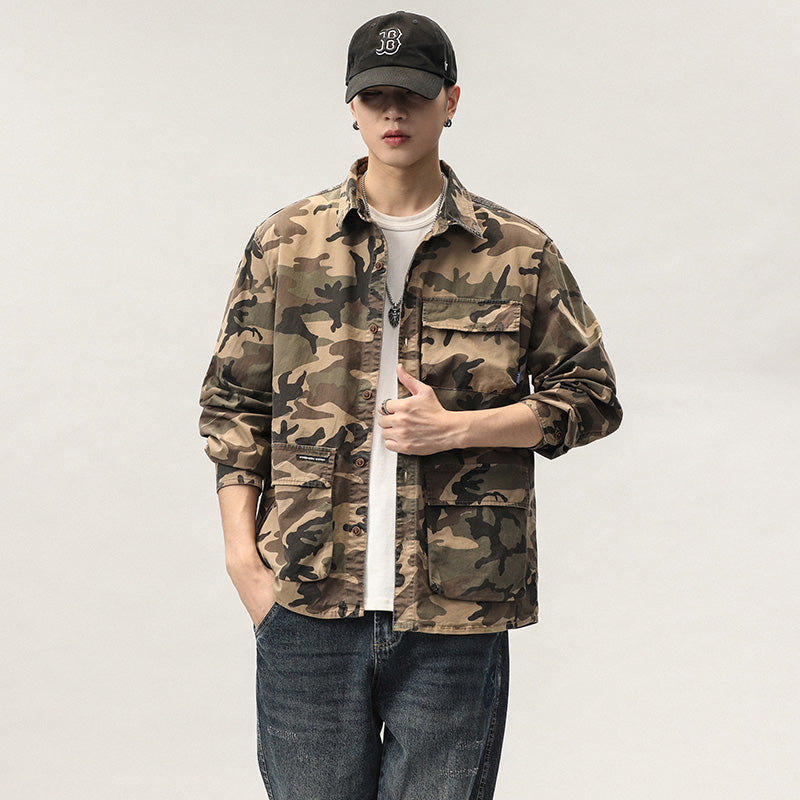 High-Quality Men's Camouflage Cargo Shirt for Outdoors
