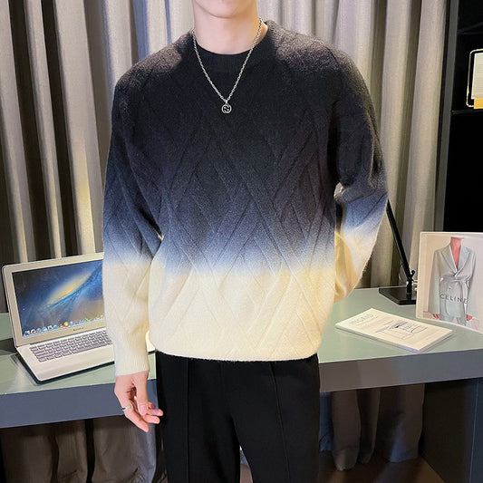 Men's Casual Retro Tie-Dyed Crew Neck Sweater