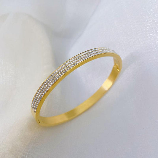 Korean Style Titanium Steel Triple Row Bracelet for Women