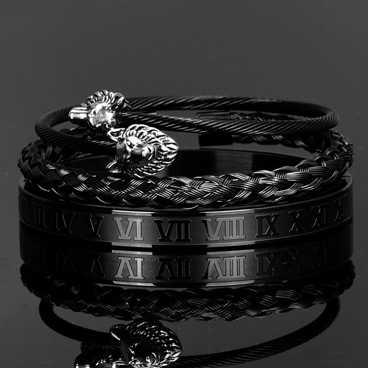 Roman Digital Bracelet with Stainless Steel Wire Rope