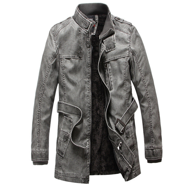 2019 Men's Slim Fit PU Leather Jacket with Zipper
