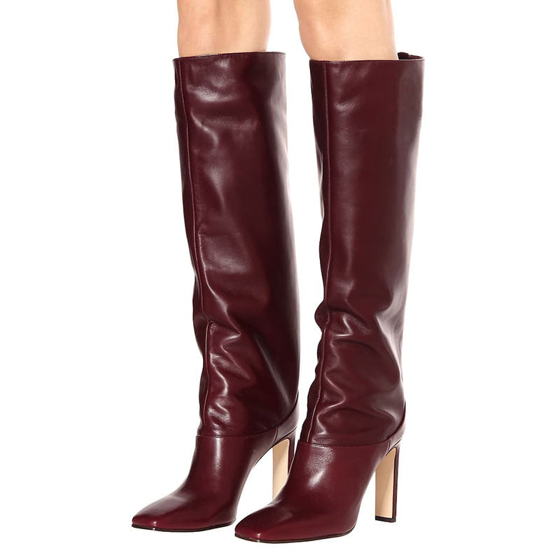 Breathable Pigskin Chunky Heel Ankle Boots for Fall/Winter