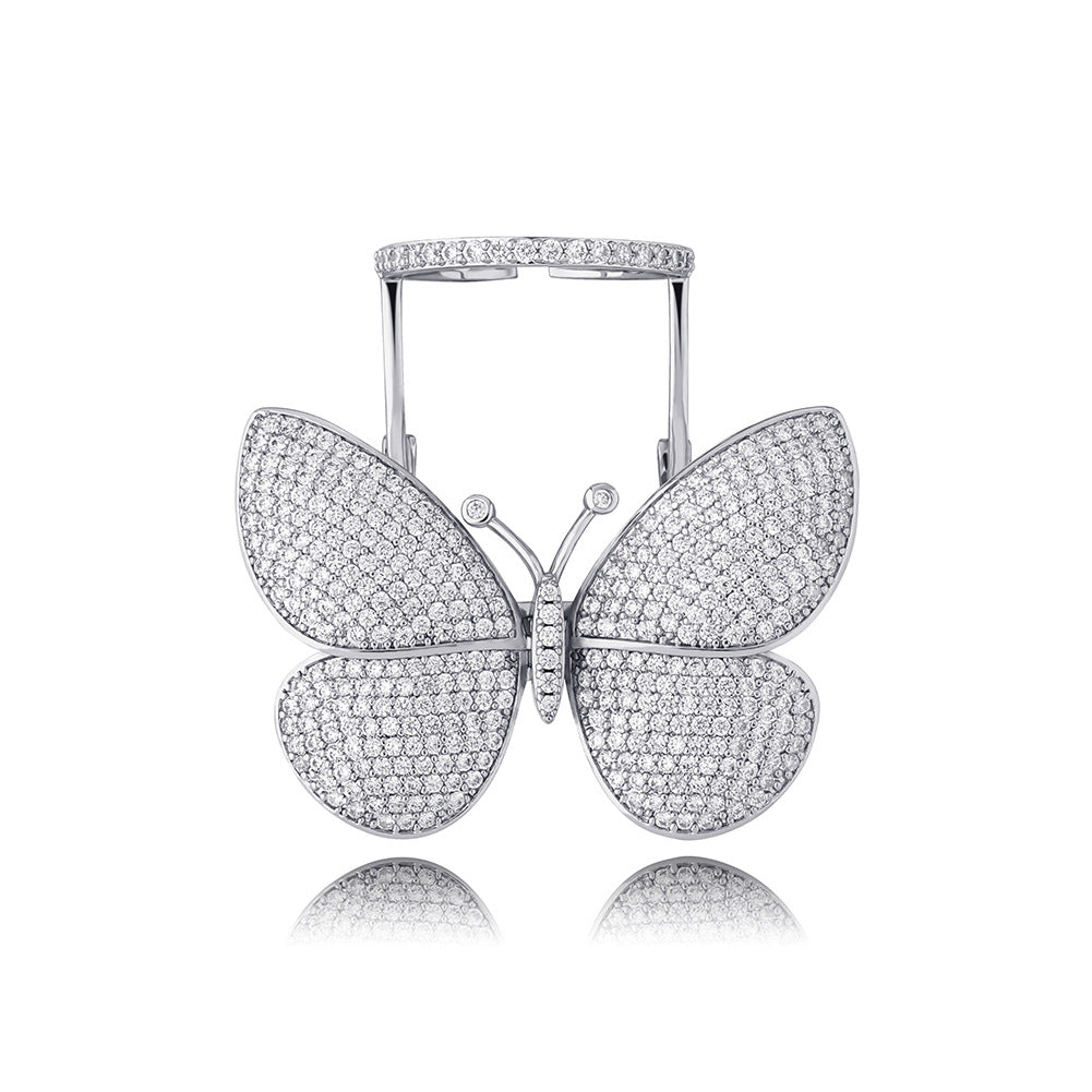 Butterfly Design Zircon Ring for Women, Adjustable