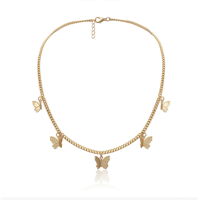 Elegant Alloy Butterfly Necklace with Sequins for Women