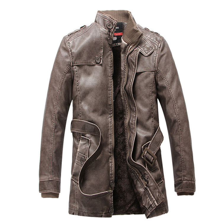 2019 Men's Slim Fit PU Leather Jacket with Zipper