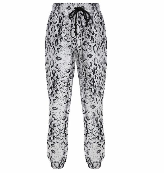 Snake Print Loose Fit Jogger Pants for Women