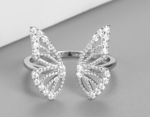 S925 Silver Butterfly Ring with Adjustable Design