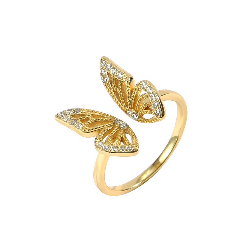S925 Silver Butterfly Ring with Adjustable Design