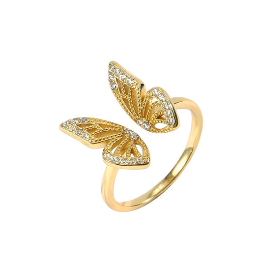 S925 Silver Butterfly Ring with Adjustable Design