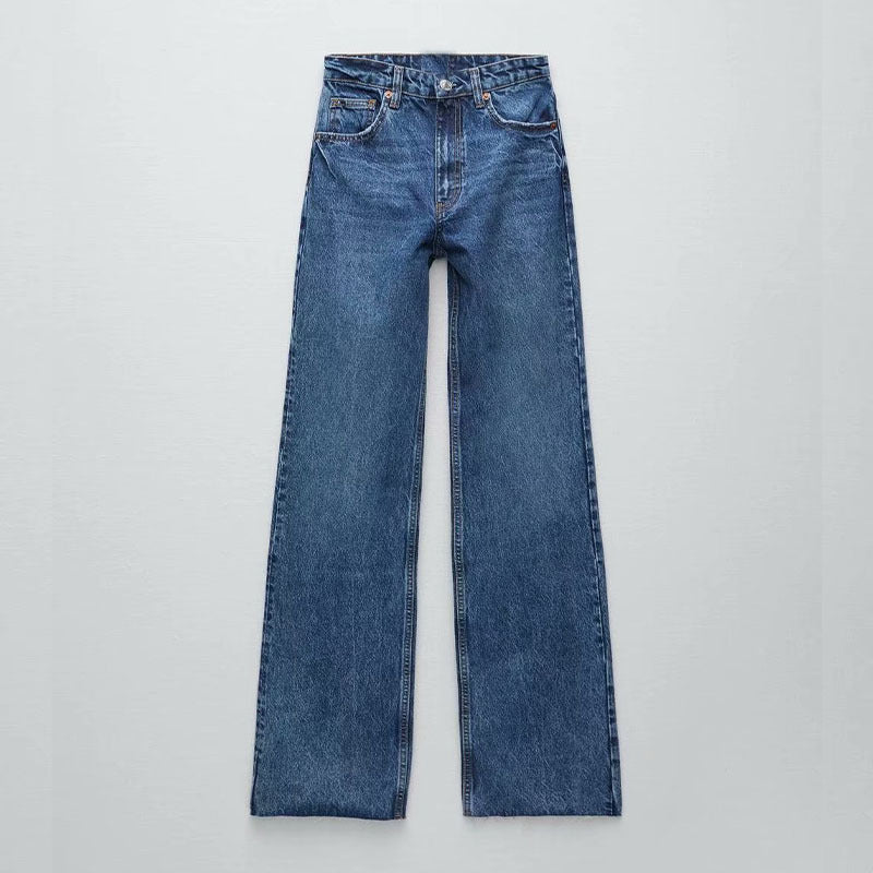 Men's Raw Edge Straight Leg Loose Fit Jeans