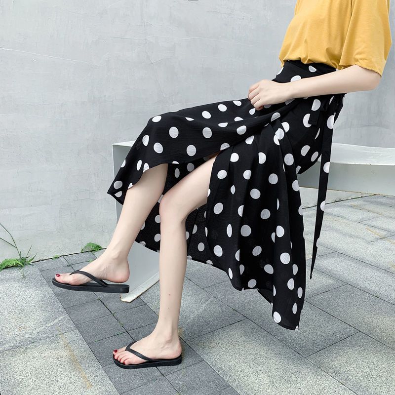 High Waist Chiffon A-Line Skirt with Lining