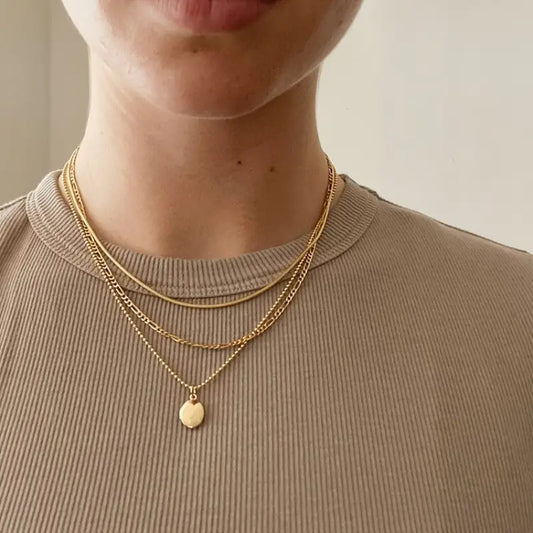 Vintage Metal Oval Pendant Necklace