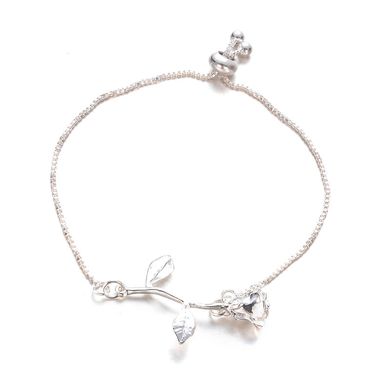 Multi-color Delicate Rose Pendant Bracelet for Women