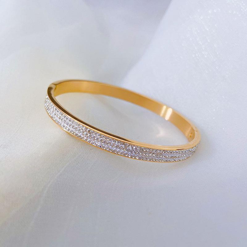 Korean Style Titanium Steel Triple Row Bracelet for Women