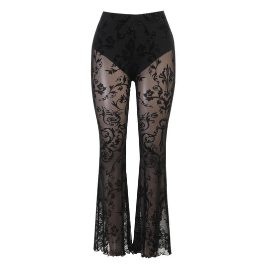 Women's Boho See-Through Flared Pants