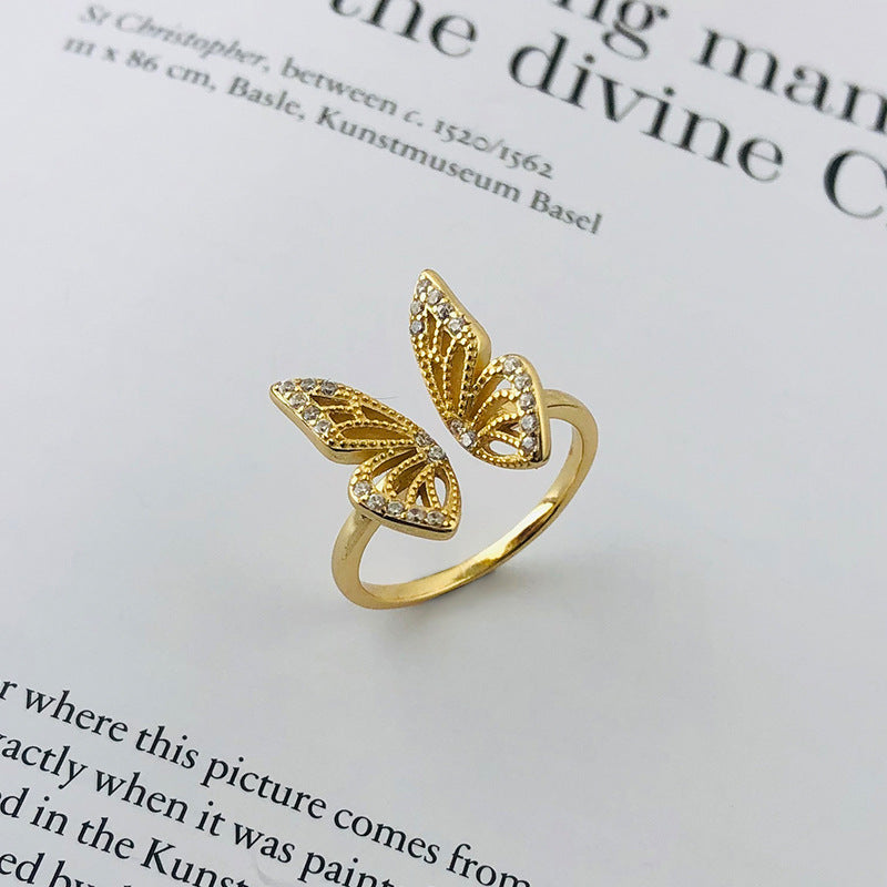 S925 Silver Butterfly Ring with Adjustable Design