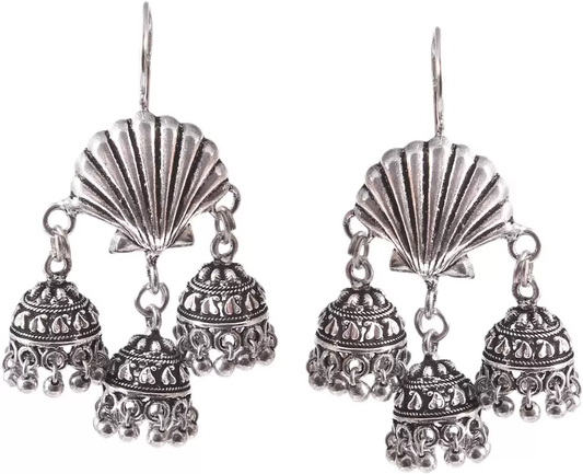 German Silver Oxidised hook drop party wear bollywood style Designer