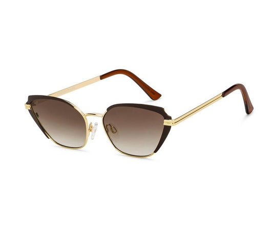 UV Protection Cat-eye Sunglasses Golden Frame (For Women, Brown)