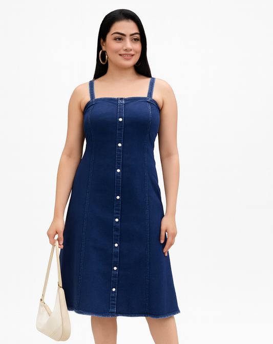 Denim Midi Dress for Women |  Casual Wear Dress